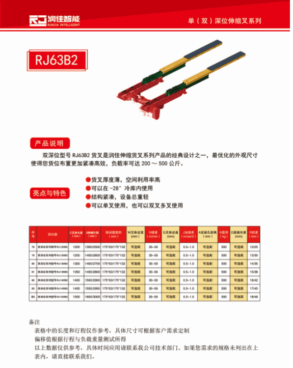 四節式貨叉  雙列單深位堆垛機雙向伸縮貨叉