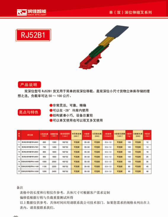 三級貨叉 雙列單深位堆垛機雙向伸縮貨叉