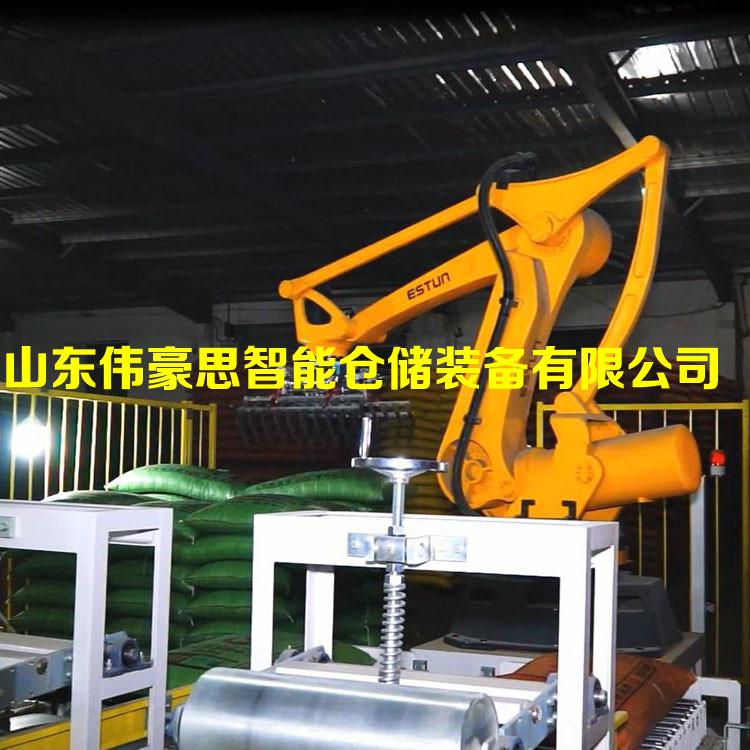 山東飼料全自動(dòng)碼垛機(jī)供應(yīng)商 智能碼垛機(jī)器人工作現(xiàn)場(chǎng)